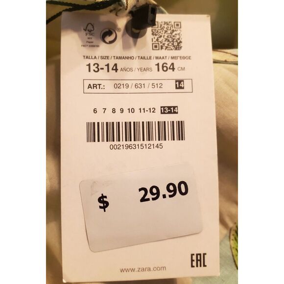 Zara Sundress Citrus Lemon/Limes Robin Egg Blue 13-14 Yrs Cotton/Lined Dress NWT - Picture 11 of 11